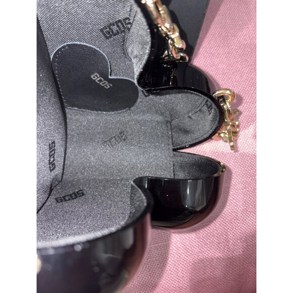 GCDS Heart Bag in Black New with Box Womens Gold Chain Mini Purse - Picture 10 of 14